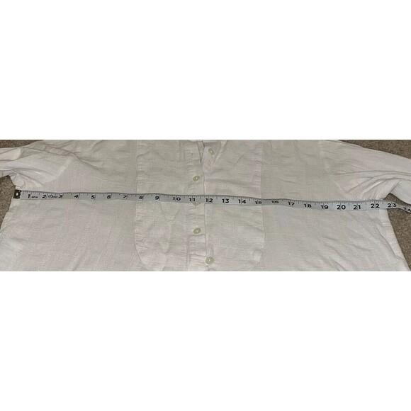 Derek Lam 10 Crosby (Small/Petite) Womens White Subtle Textured 1/4 Buttons Top - Picture 6 of 15